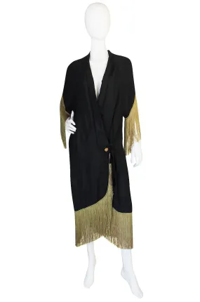 1920s Silk Fringe Dressing Gown or Evening Coat