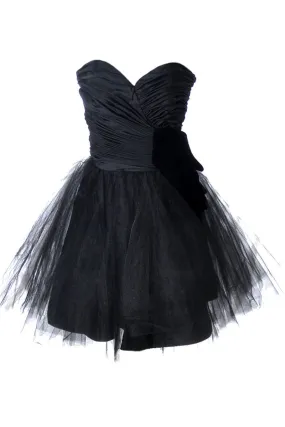 1980's Lillie Rubin Black Strapless Party Dress