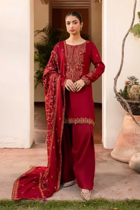 3 Piece Embroidered Linen Suit | DW-W24-80