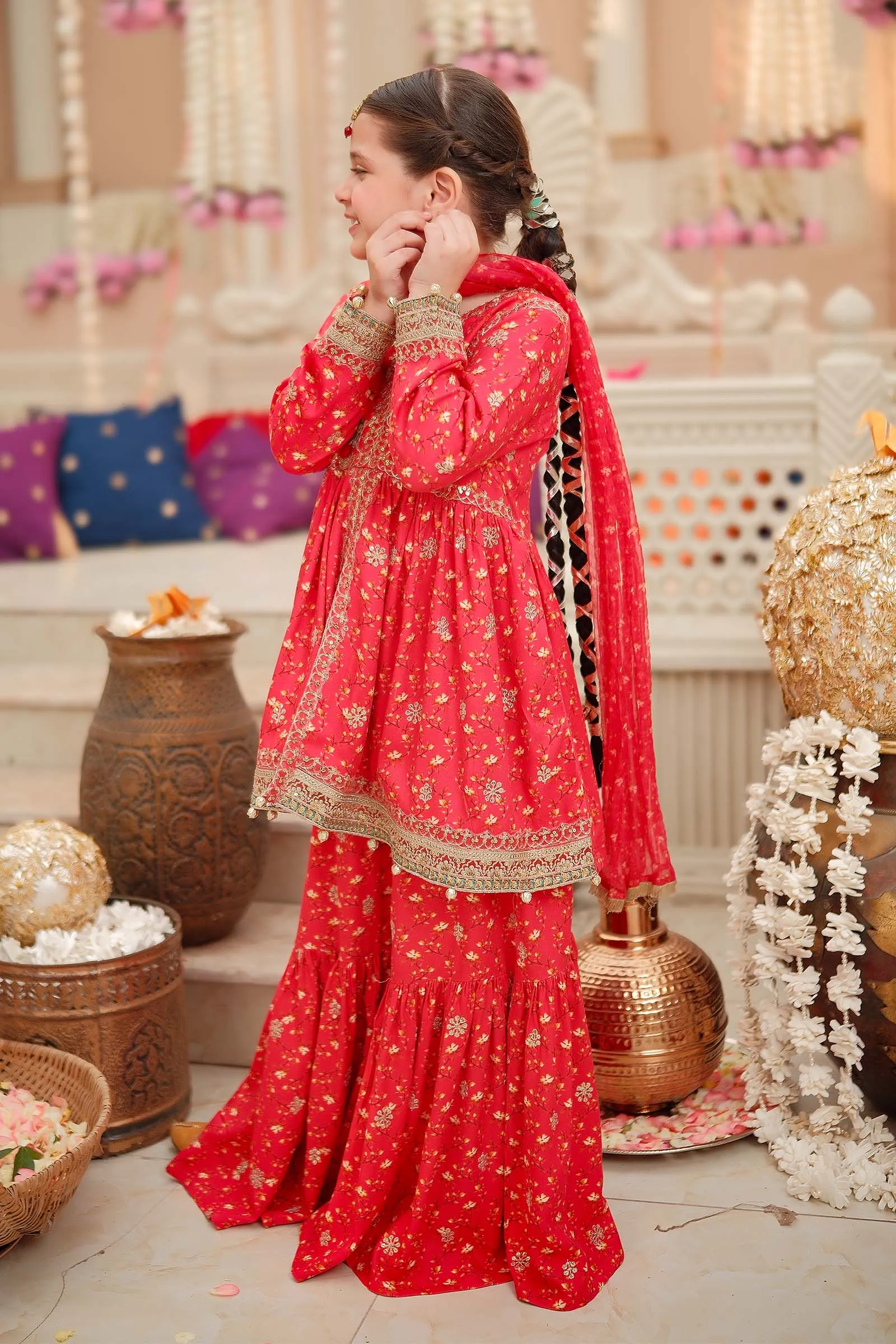 3 Piece Embroidered Marina Twill Suit | MKD-W24-12