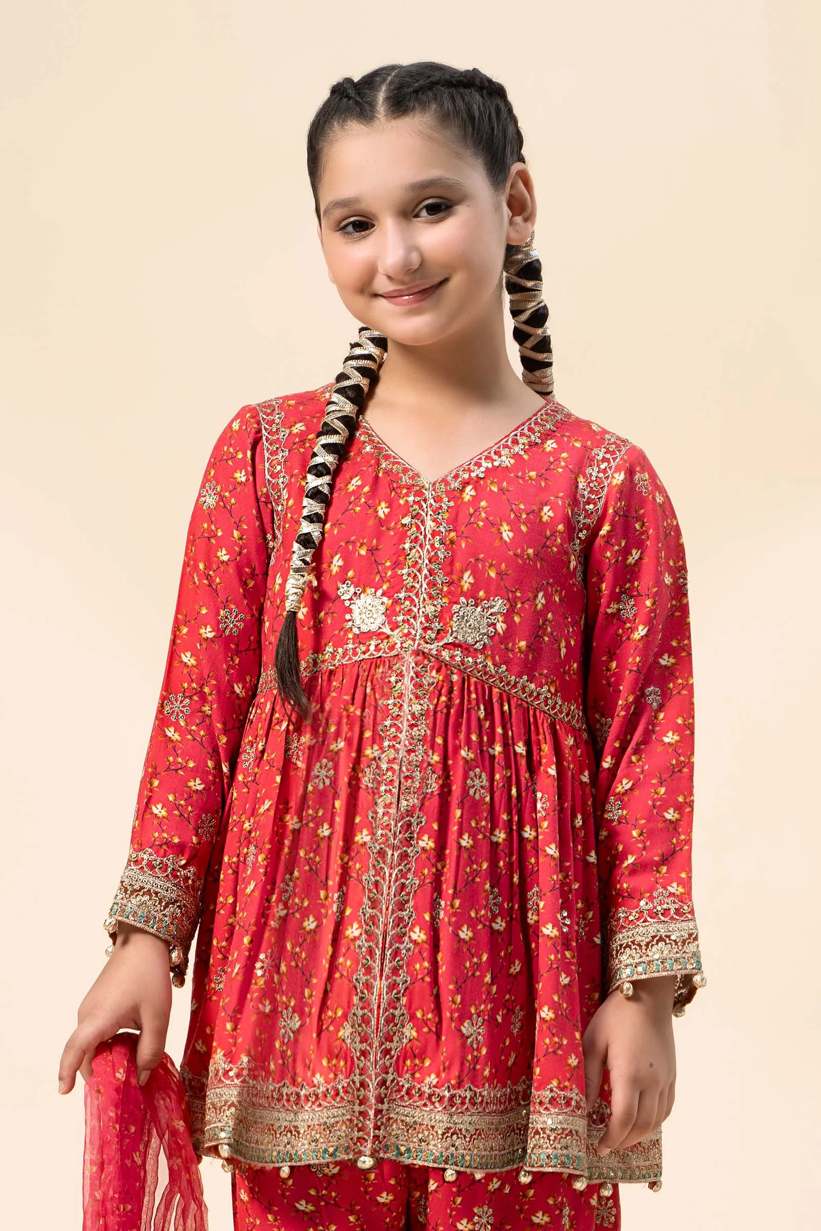 3 Piece Embroidered Marina Twill Suit | MKD-W24-12