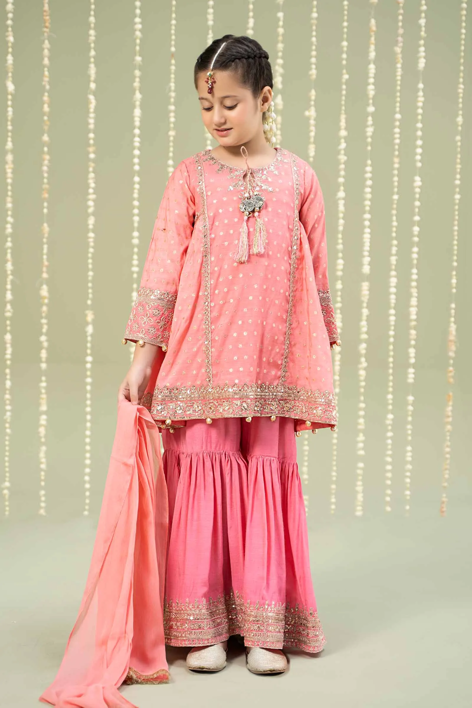 3 Piece Embroidered Paper Cotton Lurex Suit | MKS-W24-11