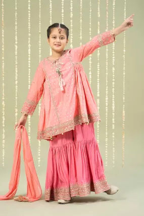 3 Piece Embroidered Paper Cotton Lurex Suit | MKS-W24-11