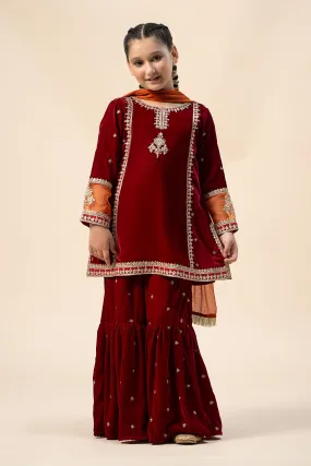 3 Piece Embroidered Velvet Suit | MKS-W24-16