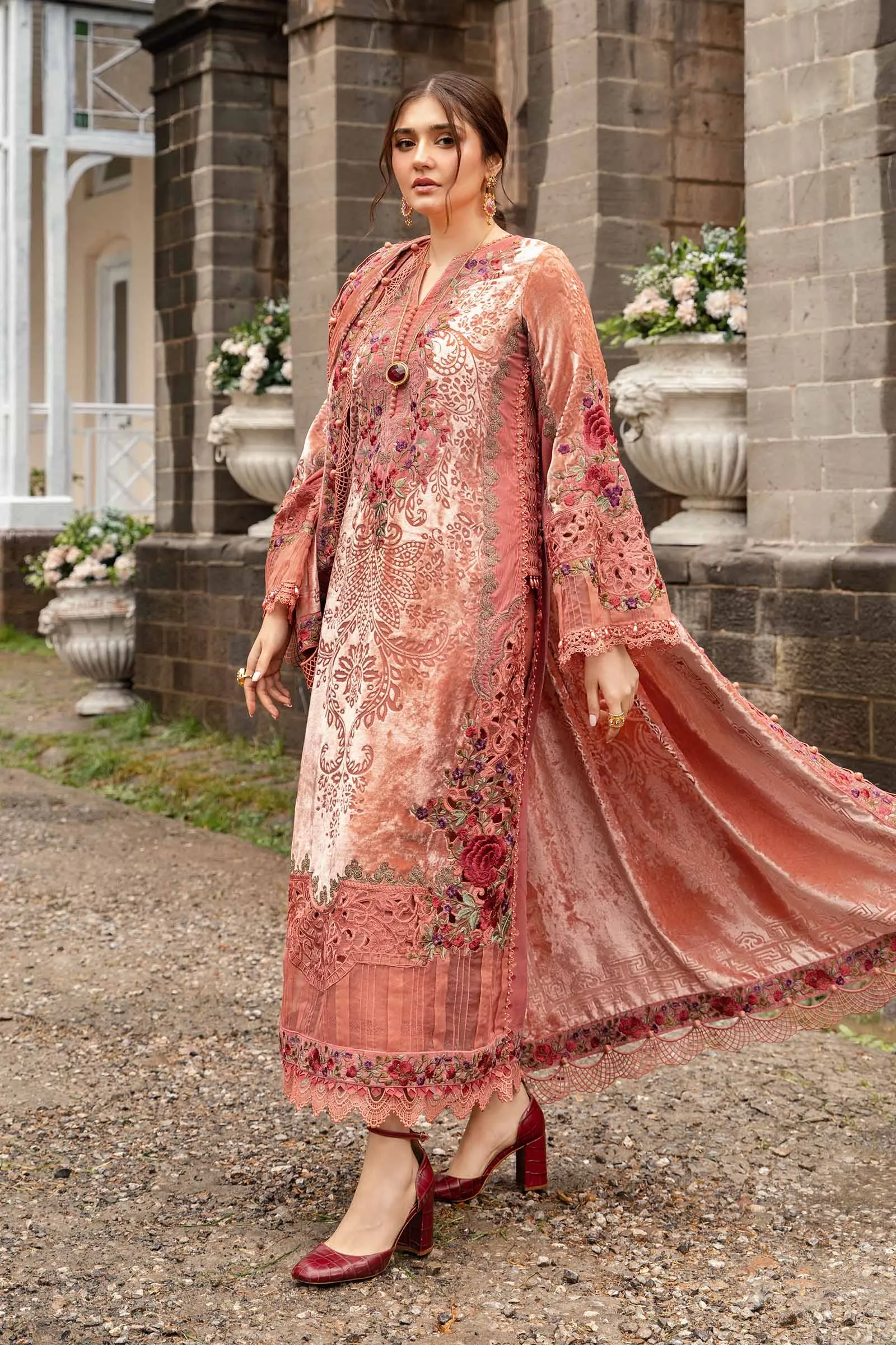 3 Piece Unstitched Embroidered Palachi Suit | DL-1206