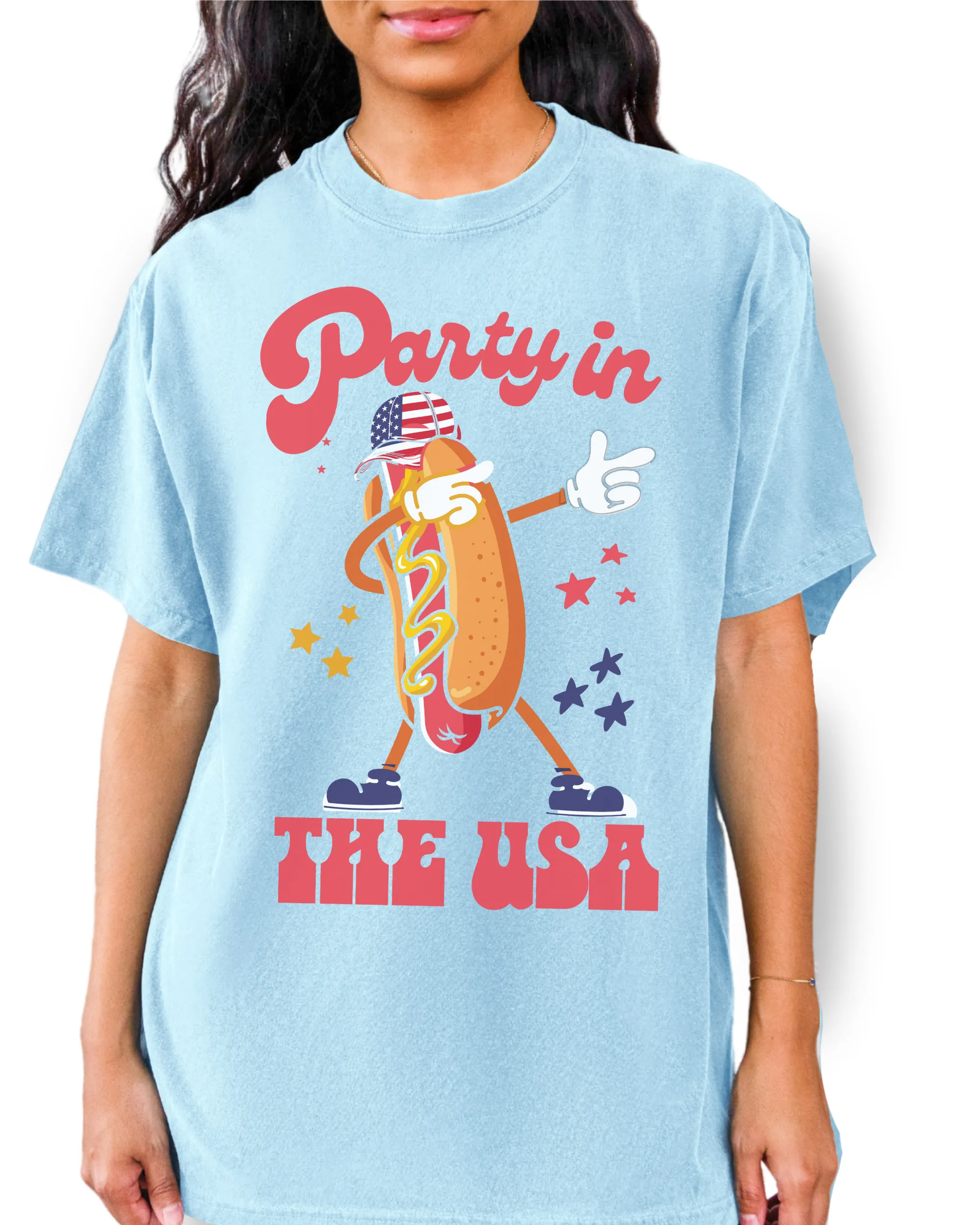 4th of July Comfort Colors® Shirt, Party In The USA Women's T-Shirt, Garment Dyed, Retro Inspired T-Shirt, Boho T-Shirt