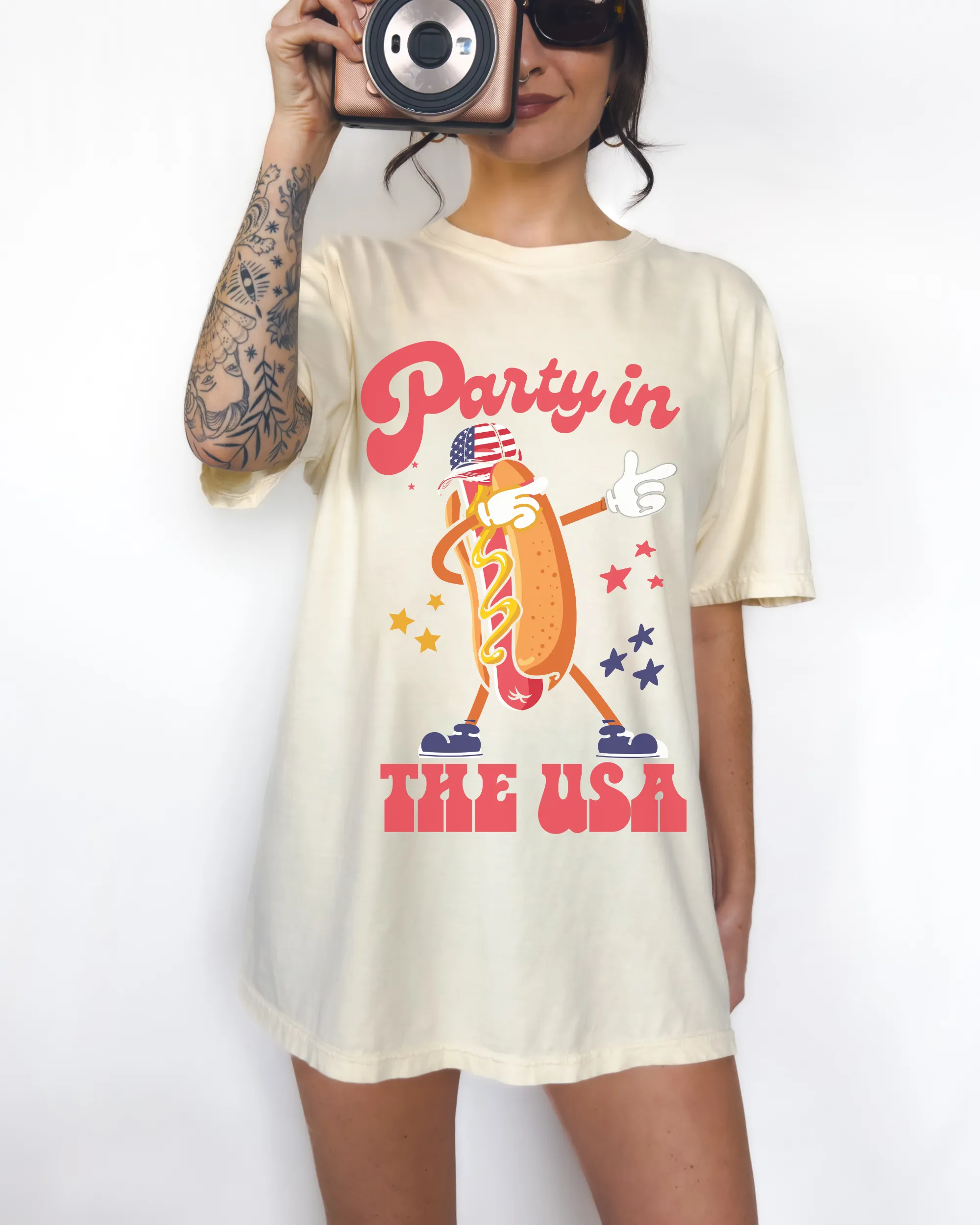 4th of July Comfort Colors® Shirt, Party In The USA Women's T-Shirt, Garment Dyed, Retro Inspired T-Shirt, Boho T-Shirt