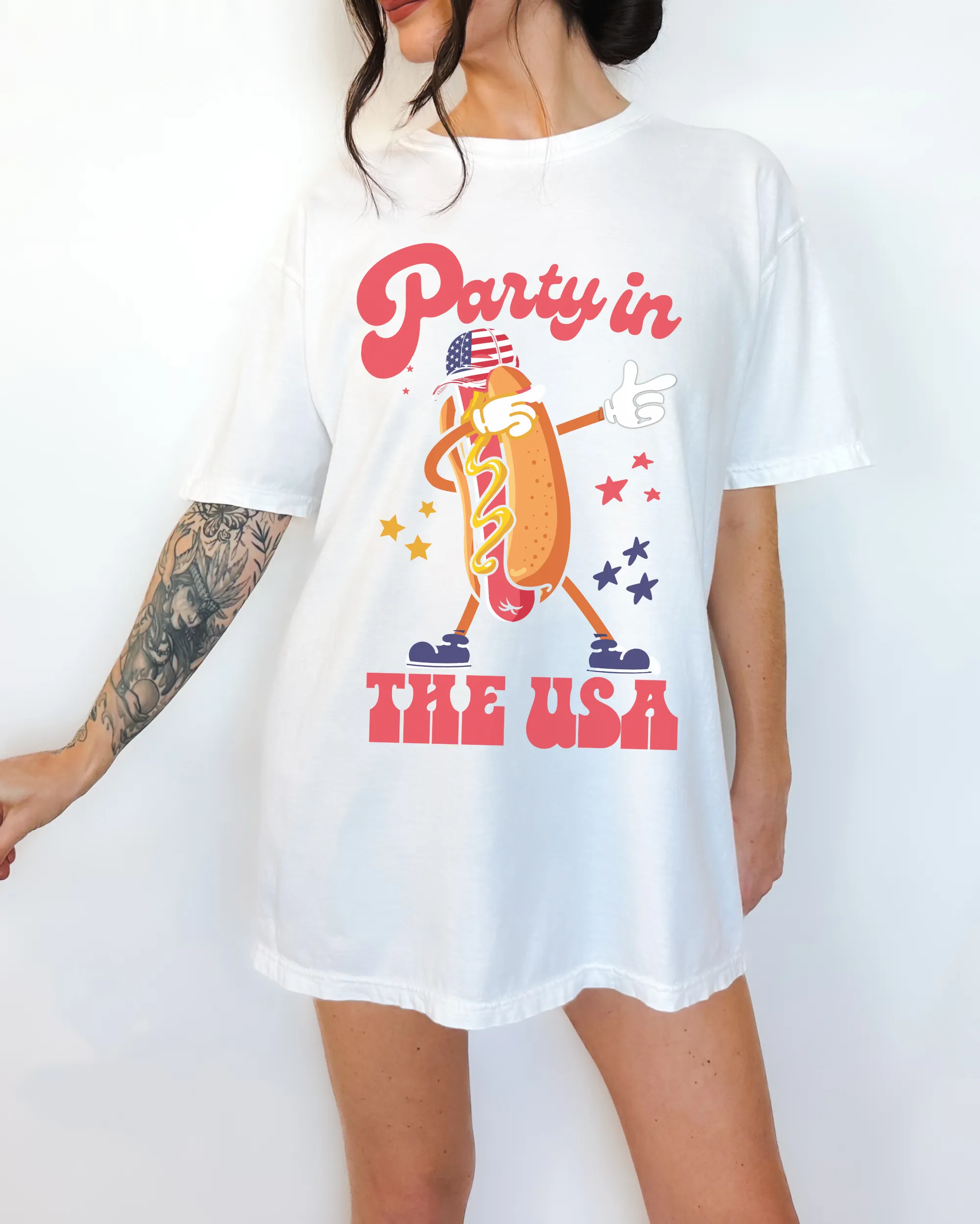 4th of July Comfort Colors® Shirt, Party In The USA Women's T-Shirt, Garment Dyed, Retro Inspired T-Shirt, Boho T-Shirt