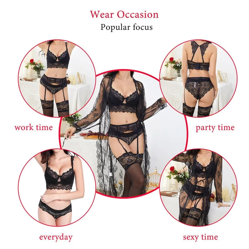 7 Piece Lace Thong Underwear Lingerie Set