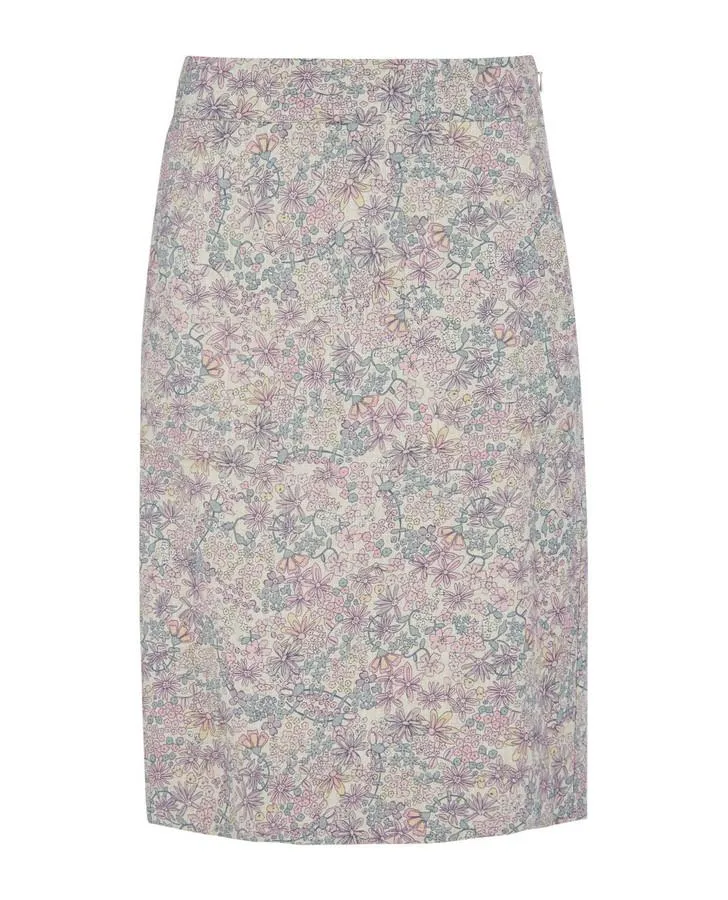 A-Line Clematis Garden Print Linen Skirt