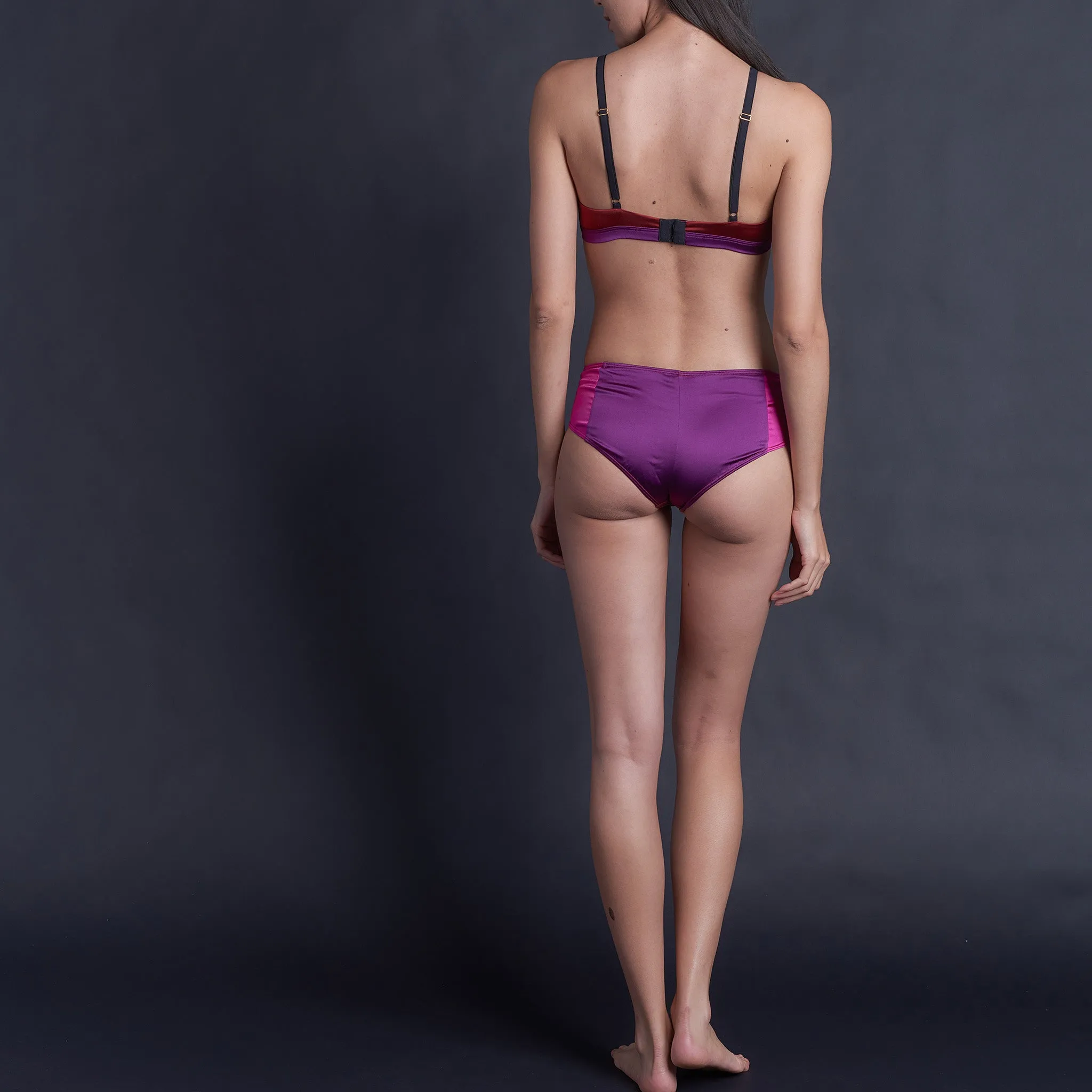 Adele Soft Bralette in Ruby, Rubellite & Pink Tourmaline Stretch Silk Charmeuse