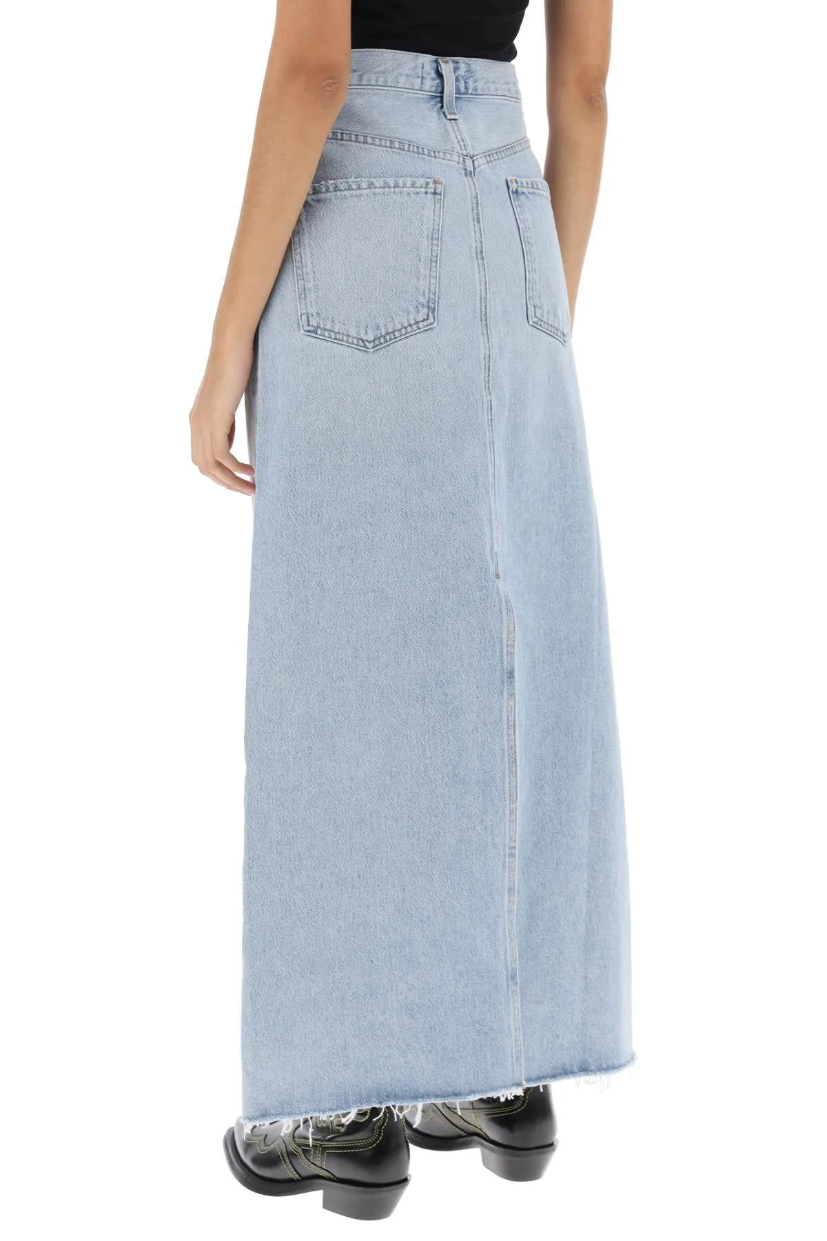 Agolde Hilla Maxi Skirt In Denim