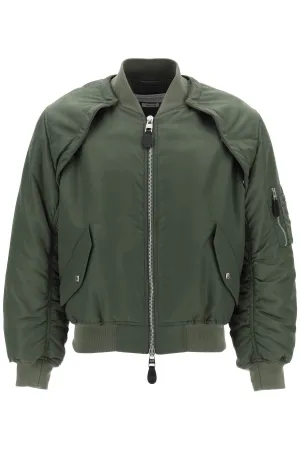 Alexander Mcqueen Convertible Bomber Jacket In Nylon Satin