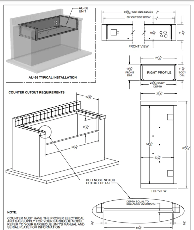 Alfresco 56" Built-In Gas Grills in Stainless Steel with Insulating Jacket