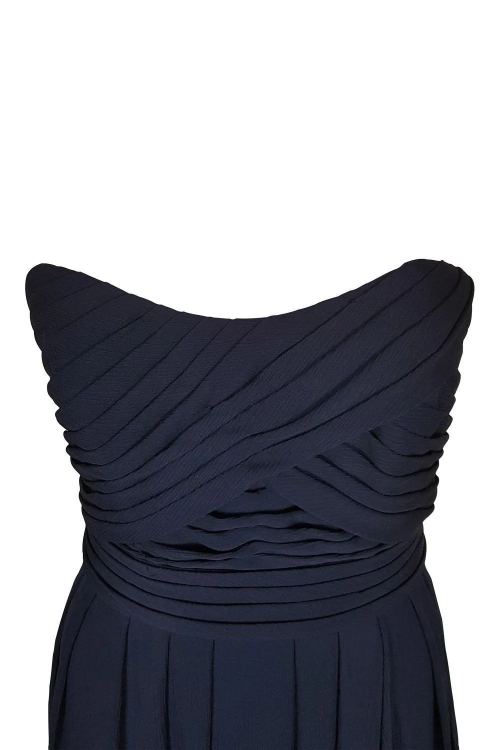 ANGELINA FACCENDA Navy Blue Strapless Chiffon Gown (10)