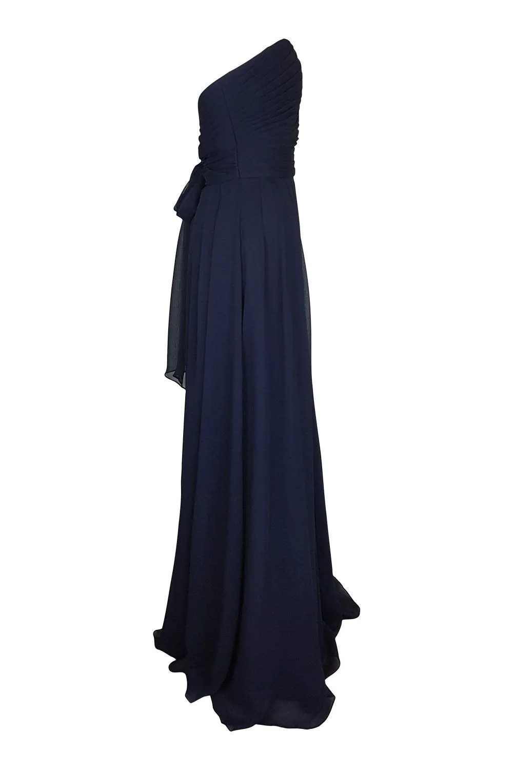 ANGELINA FACCENDA Navy Blue Strapless Chiffon Gown (10)