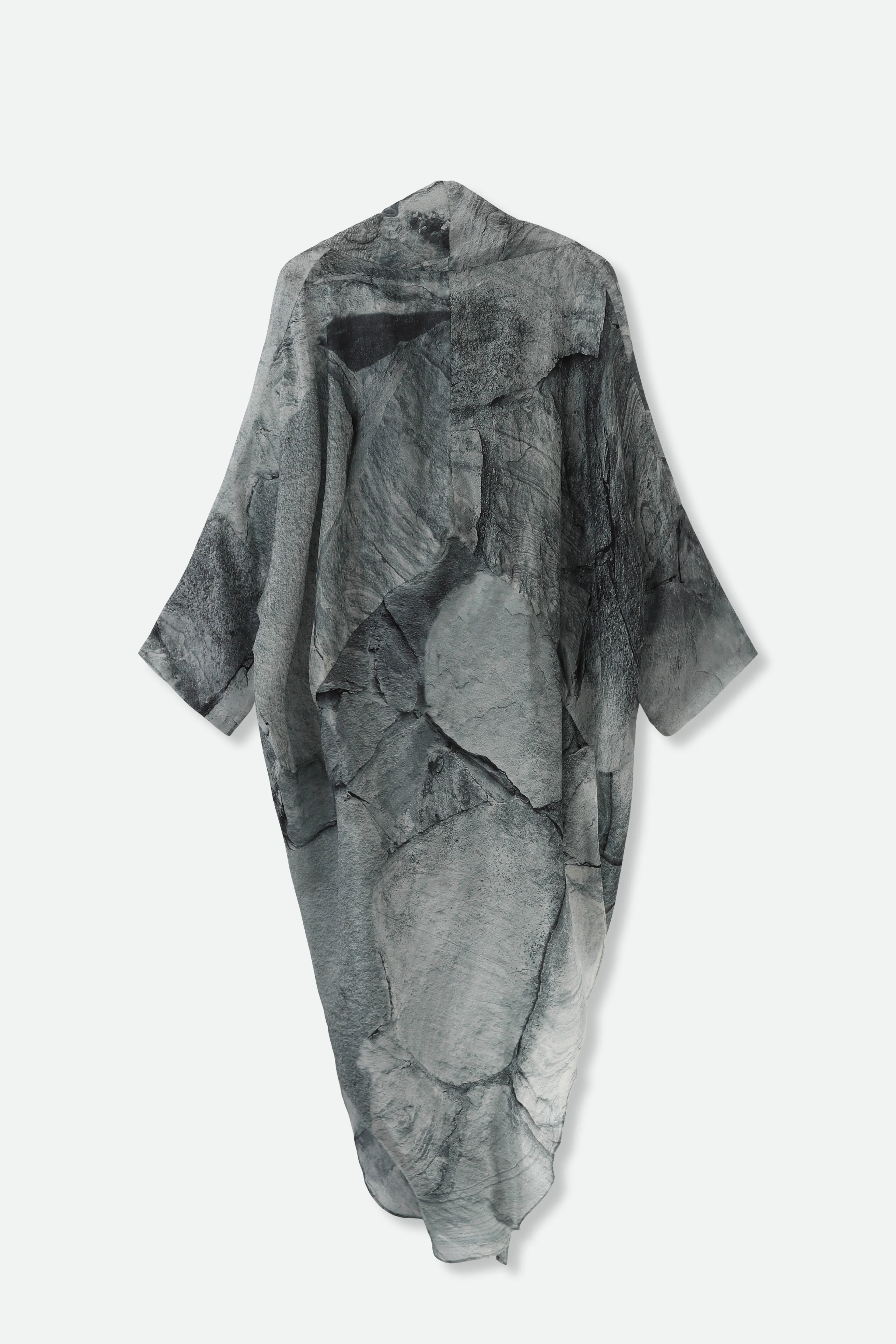 ATHENA CAPE WRAP IN SILK VOILE IN STONEY GREY