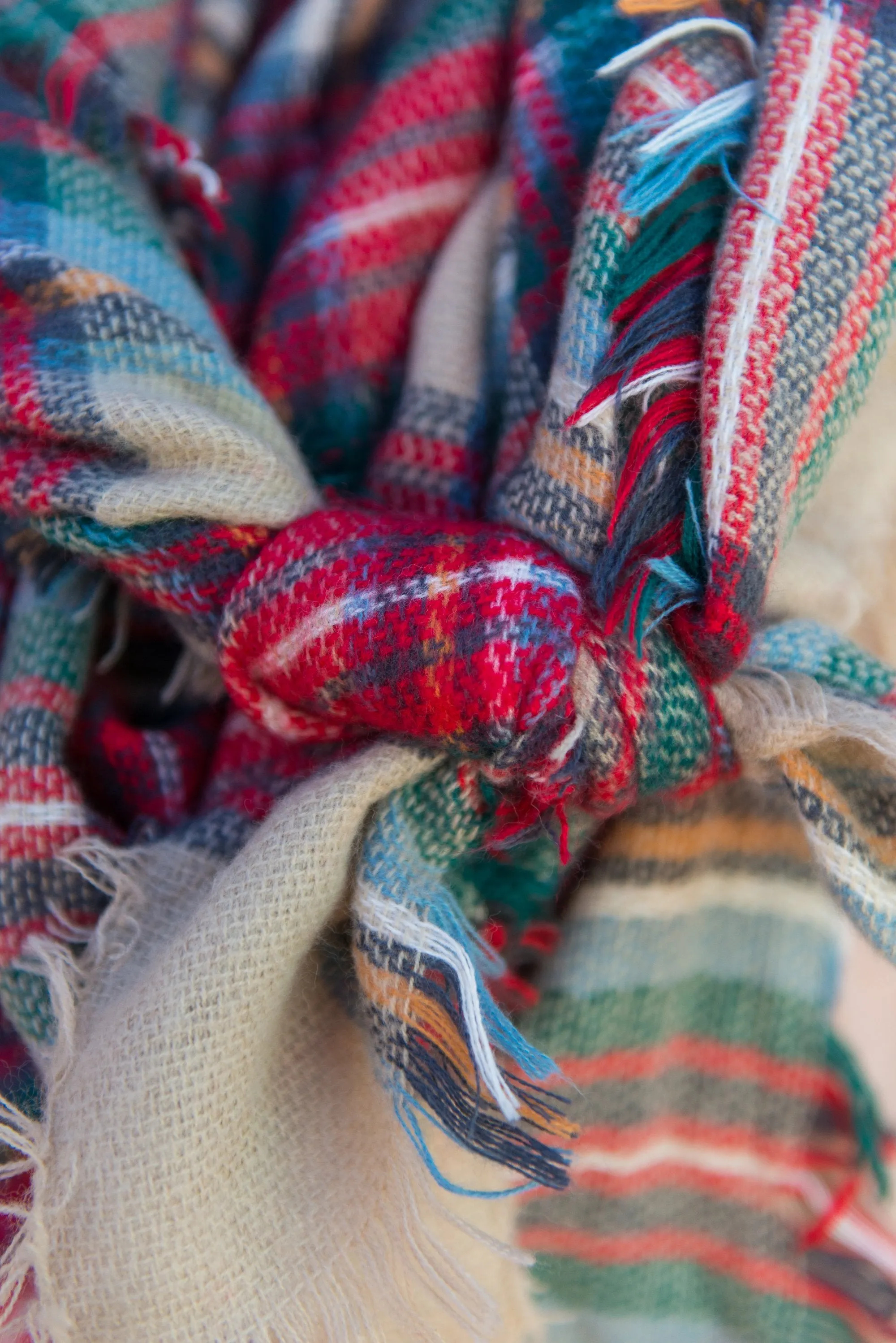 Autumn Air Taupe Plaid Blanket Scarf