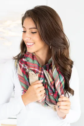 Autumn Air Taupe Plaid Blanket Scarf