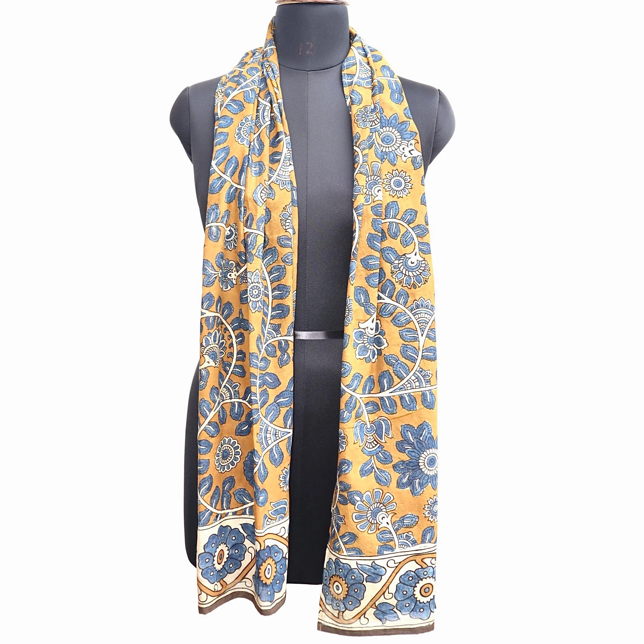 Azure Meadow - Limited Edition Hand Painted Cotton Scarf(HS0026)