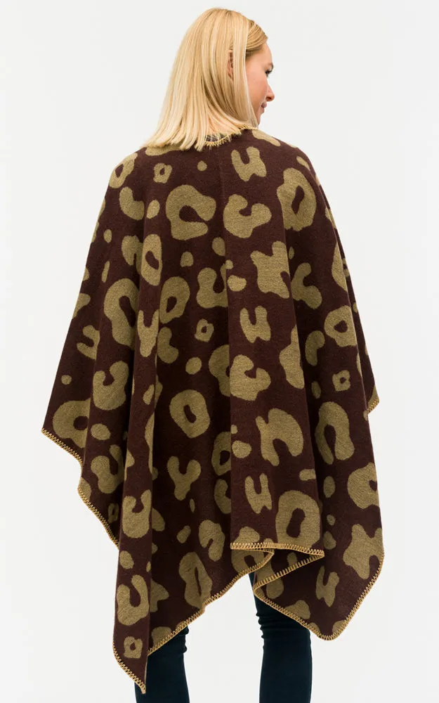 BAAP7626 Animal Print Cape Shawl