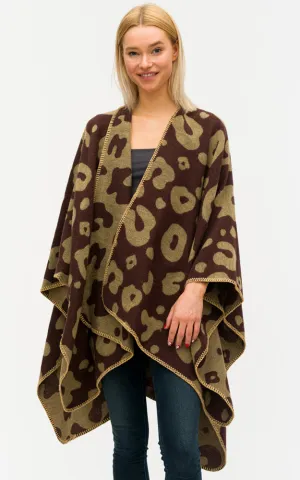 BAAP7626 Animal Print Cape Shawl