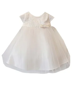 Baby Girls Ivory Embroidered Satin Tulle Flower Girl Dress 6-24M