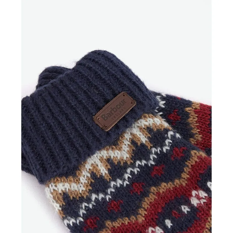 Barbour Case Fairisle Mens Gloves - Cranberry