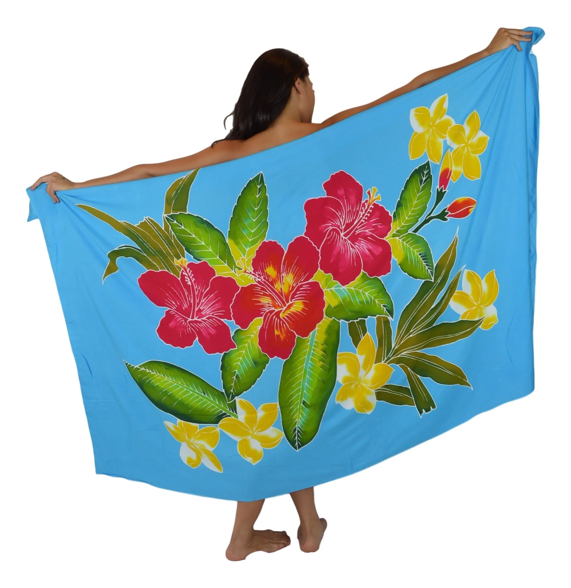 Batik Sarong | Handpainted | Hibiscus Turquoise | Pareo