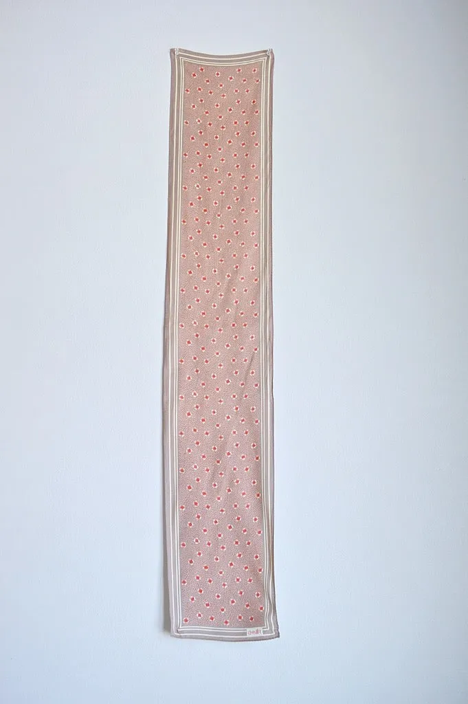 Beige and Red Long "Silk" Scarf