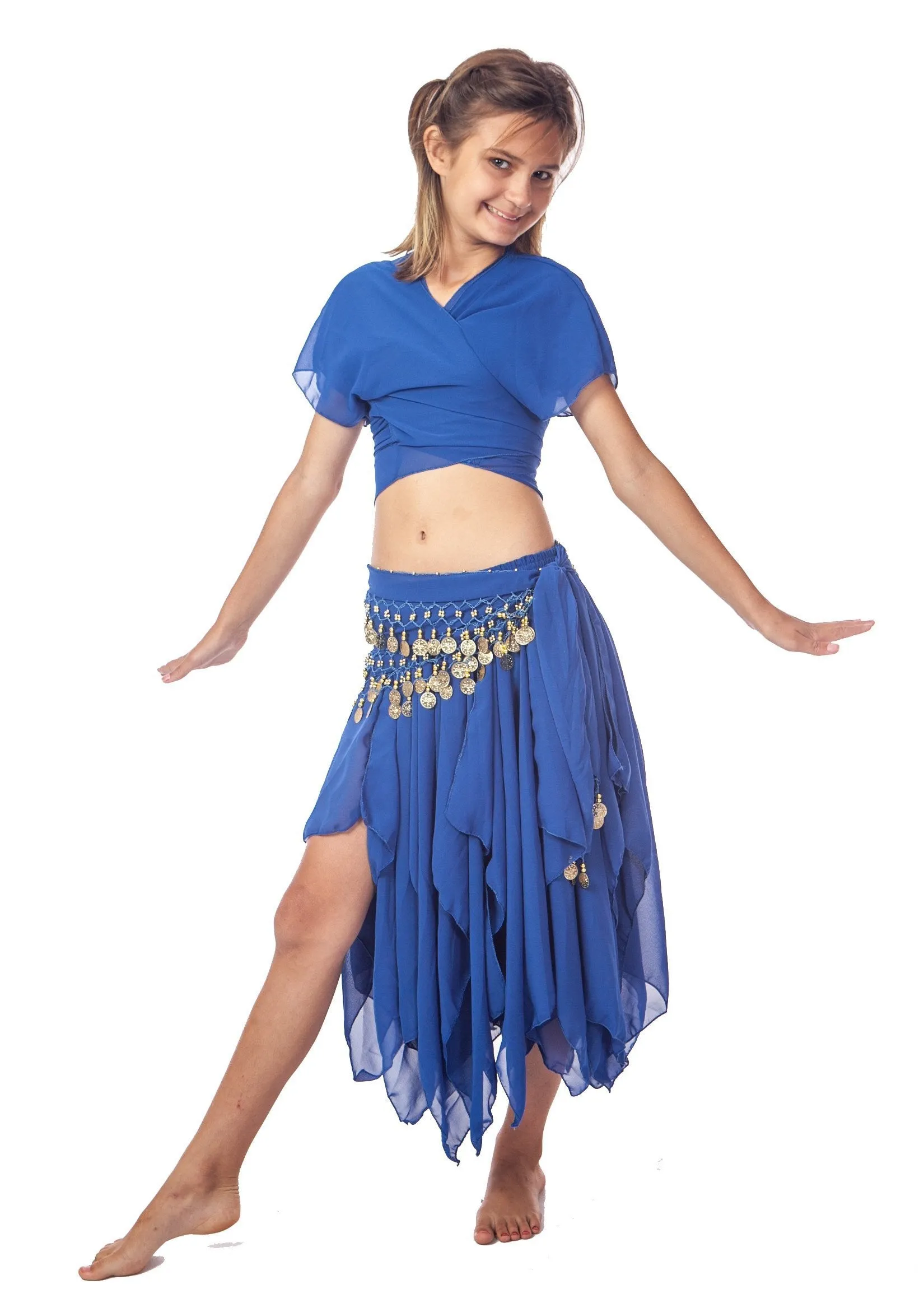 Belly Dance Kid's Skirt, Top & Hip Scarf Costume Set | BINTIBALAD