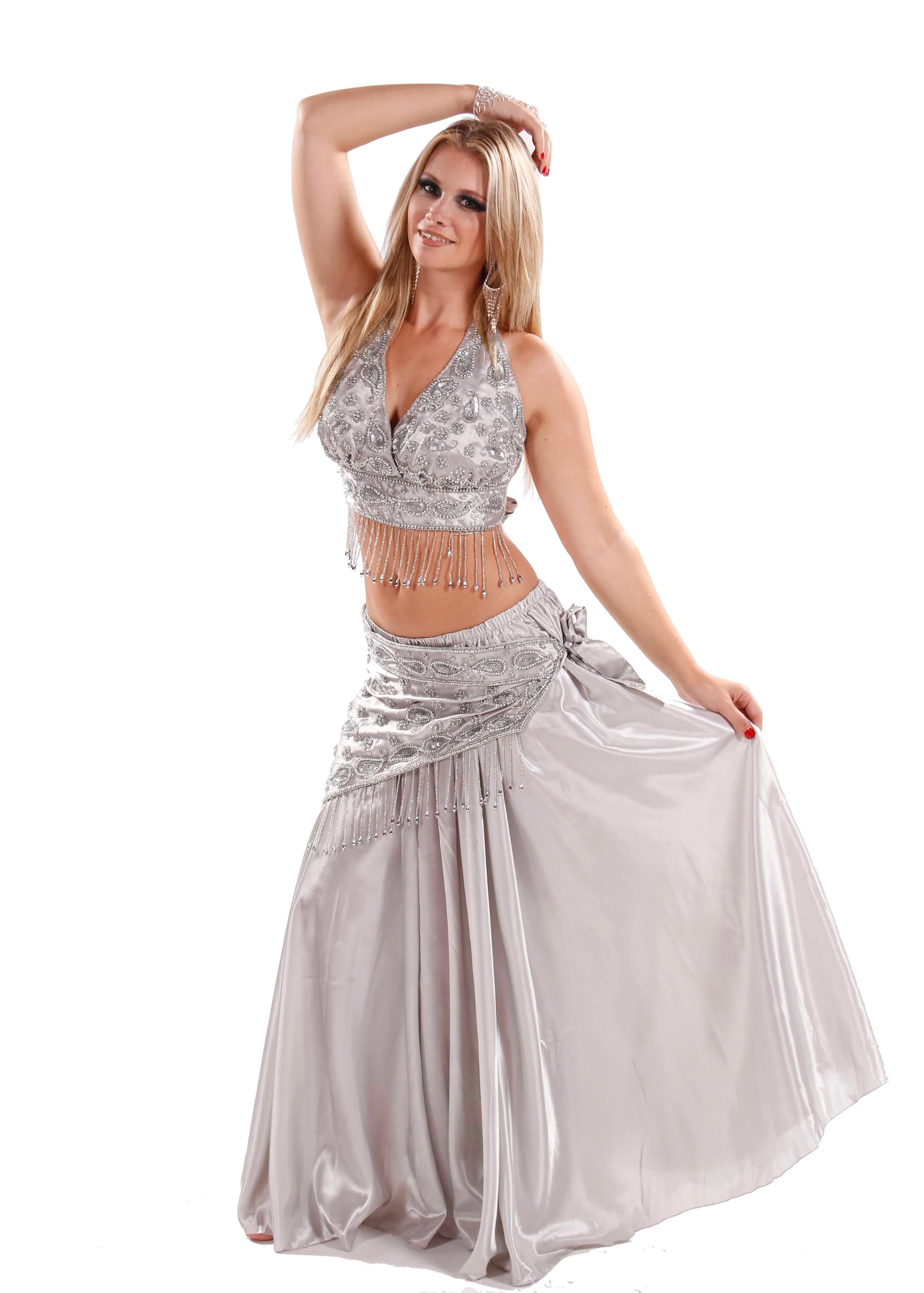 Belly Dance Sequins Bra, Scraf & Satin Skirt Costume Set |  ISIS' SWAY