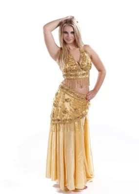 Belly Dance Sequins Bra, Scraf & Satin Skirt Costume Set |  ISIS' SWAY