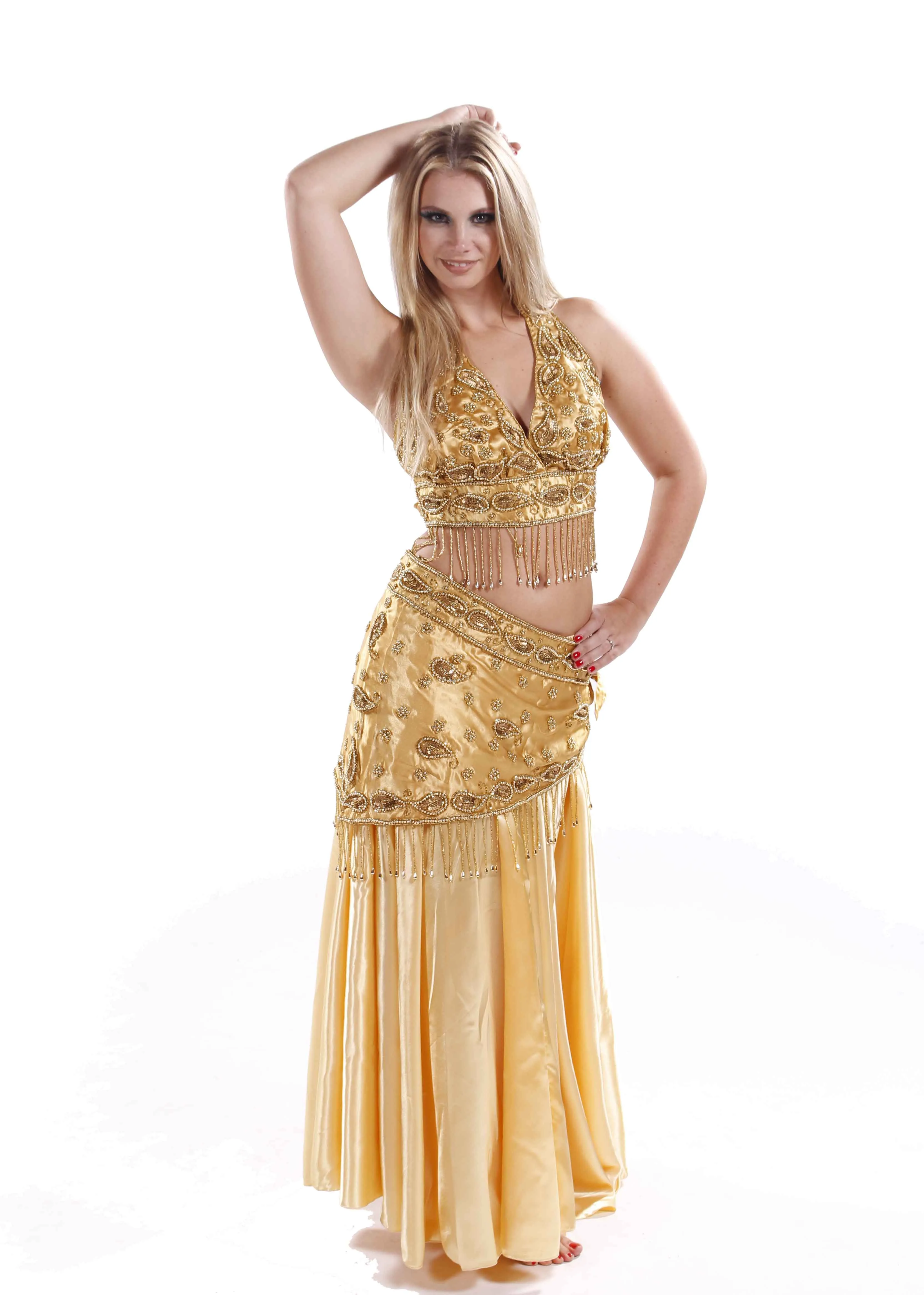 Belly Dance Sequins Bra, Scraf & Satin Skirt Costume Set |  ISIS' SWAY