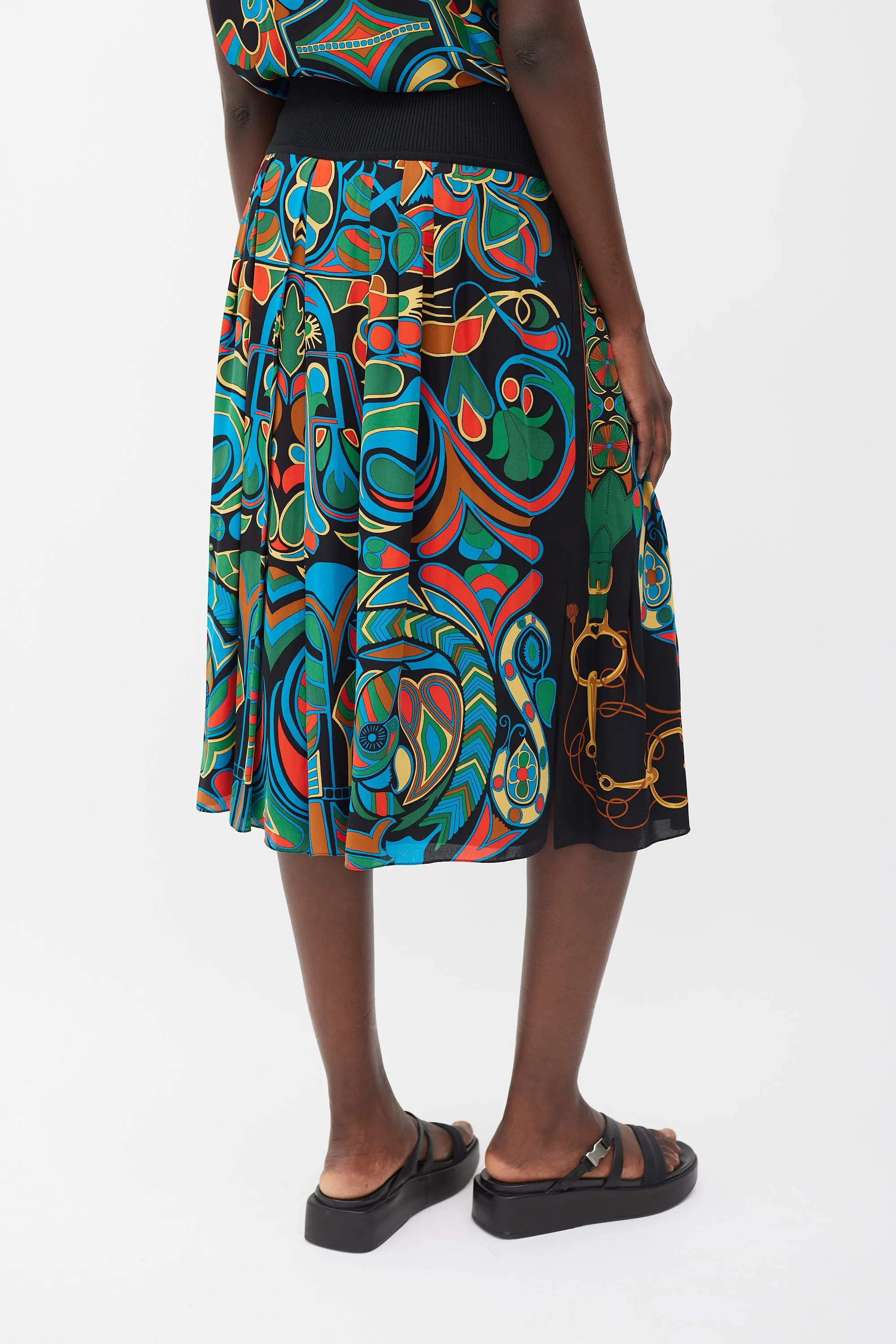 Black & Multicolour Silk Folklore Co-Ord Set