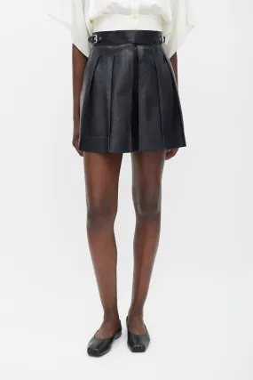 Black Leather Pleated Skirt