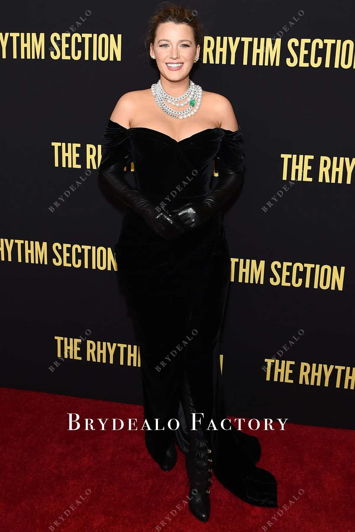 Blake Lively Black Velvet 2020 New York The Rhythm Section Dress