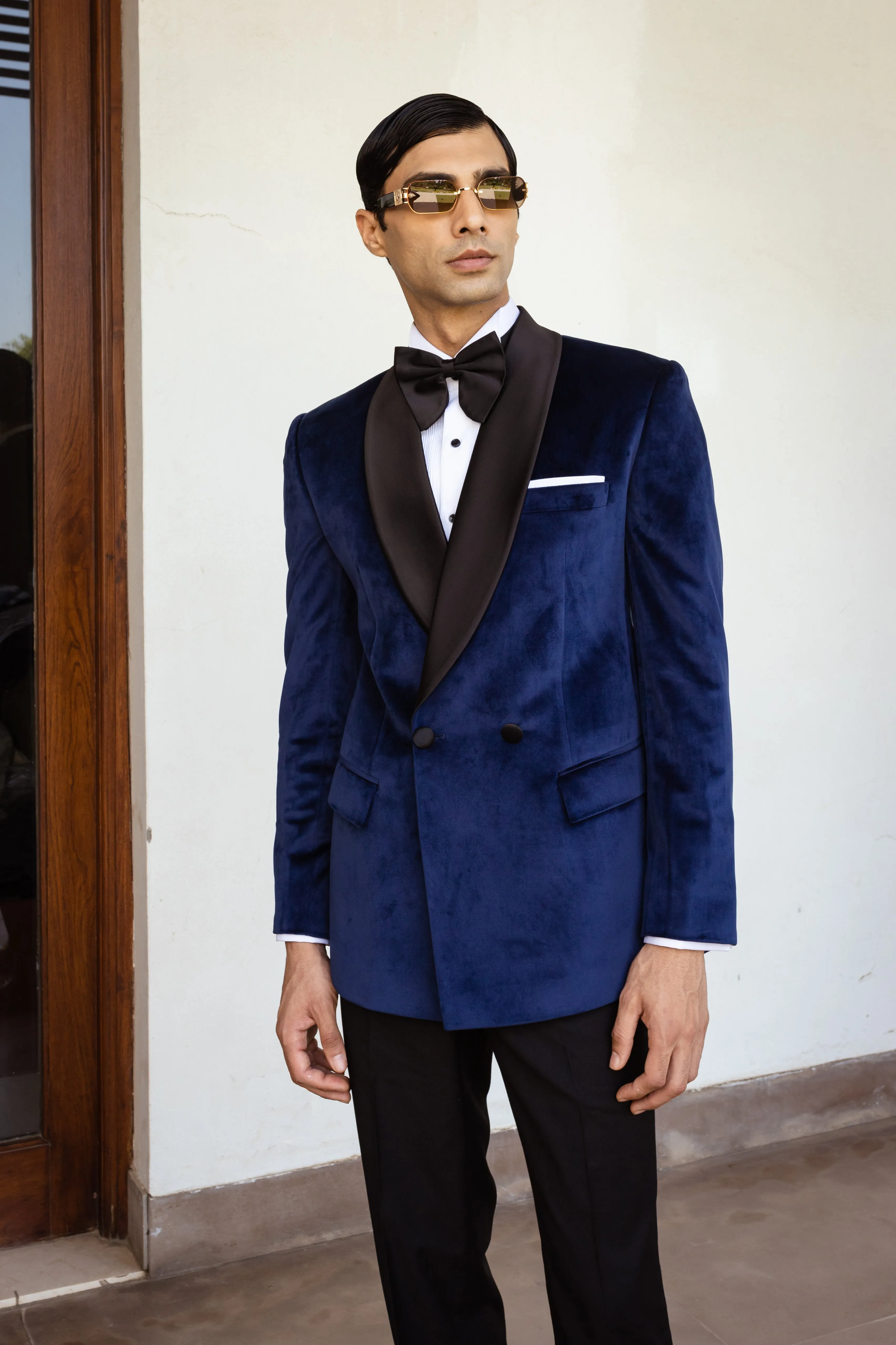 Blue Sapphire Velvet Tuxedo Jacket