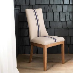 Blue Stripe and Oak Dining Chair