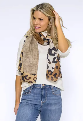 Brown Leopard Panel Scarf