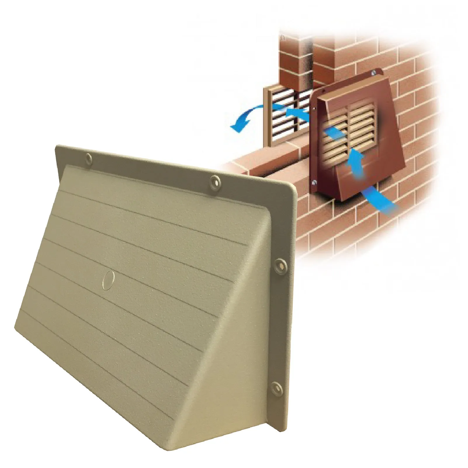 Buff / Cream Hooded Cowl Vent Cover for Air Bricks Grilles Extractors