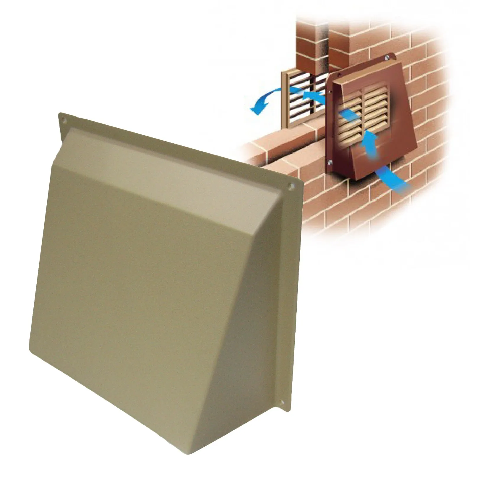 Buff / Cream Hooded Cowl Vent Cover for Air Bricks Grilles Extractors