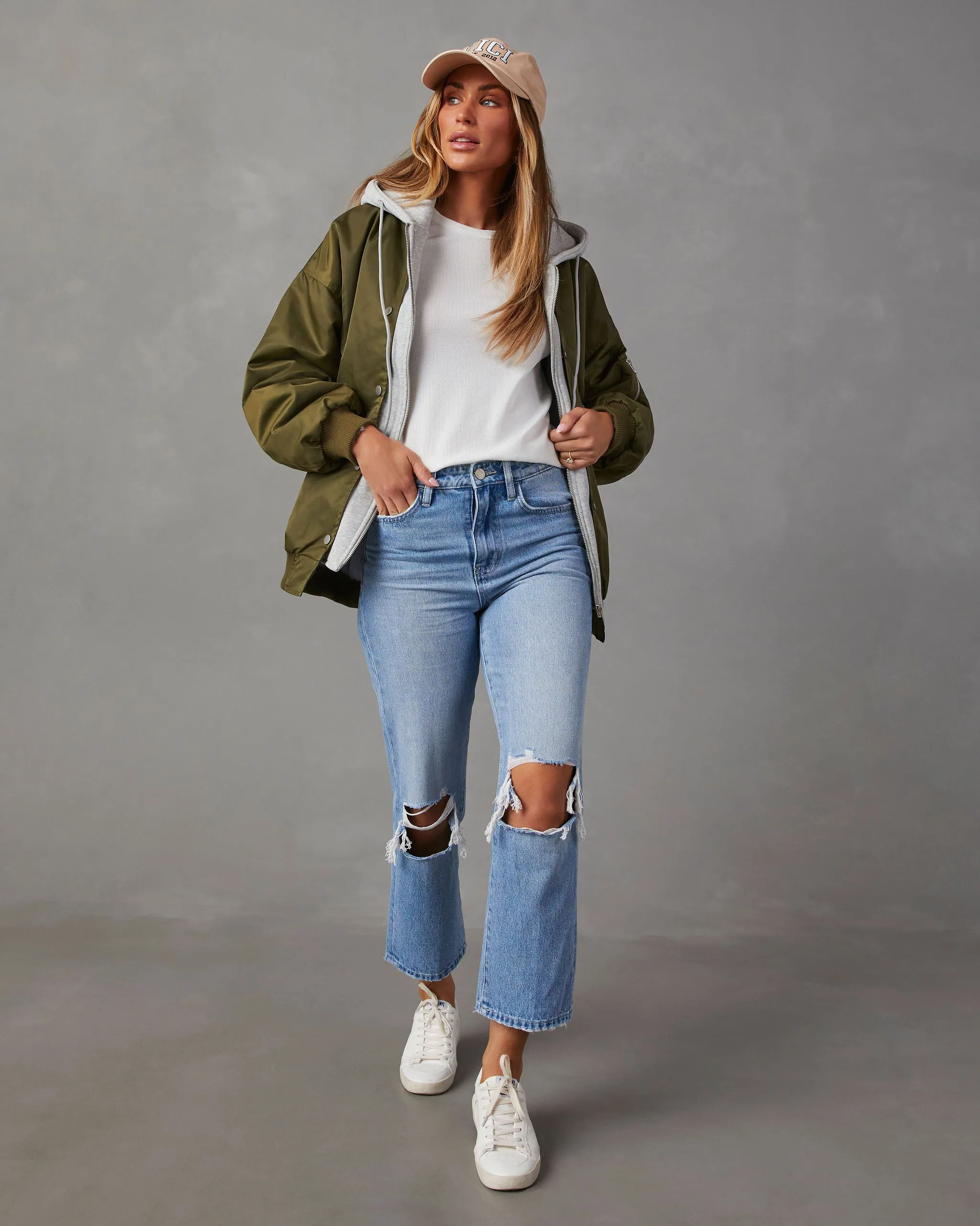 Campus Oversized Hooded Bomber Jacket