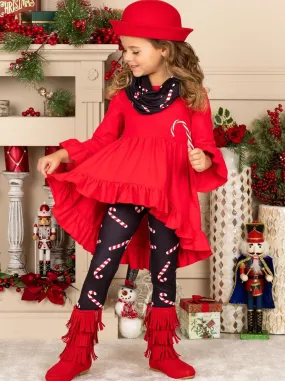 Candy Cane Cutie Tunic, Scarf, and Legging Set