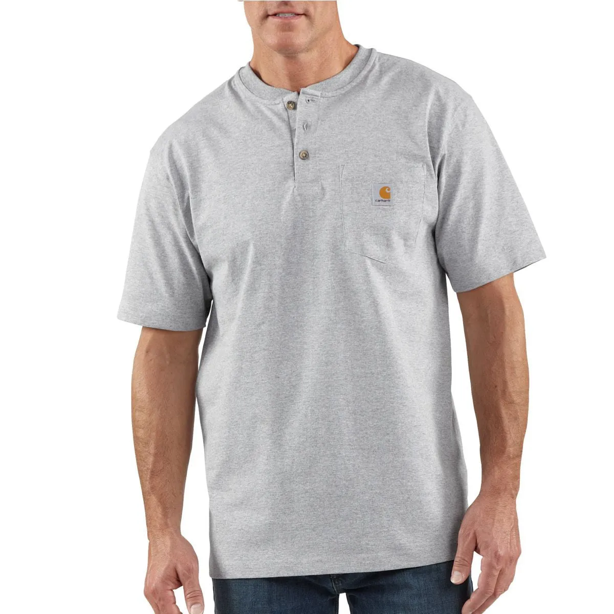 Carhartt Men's Heather Grey S/S Workwear Henley