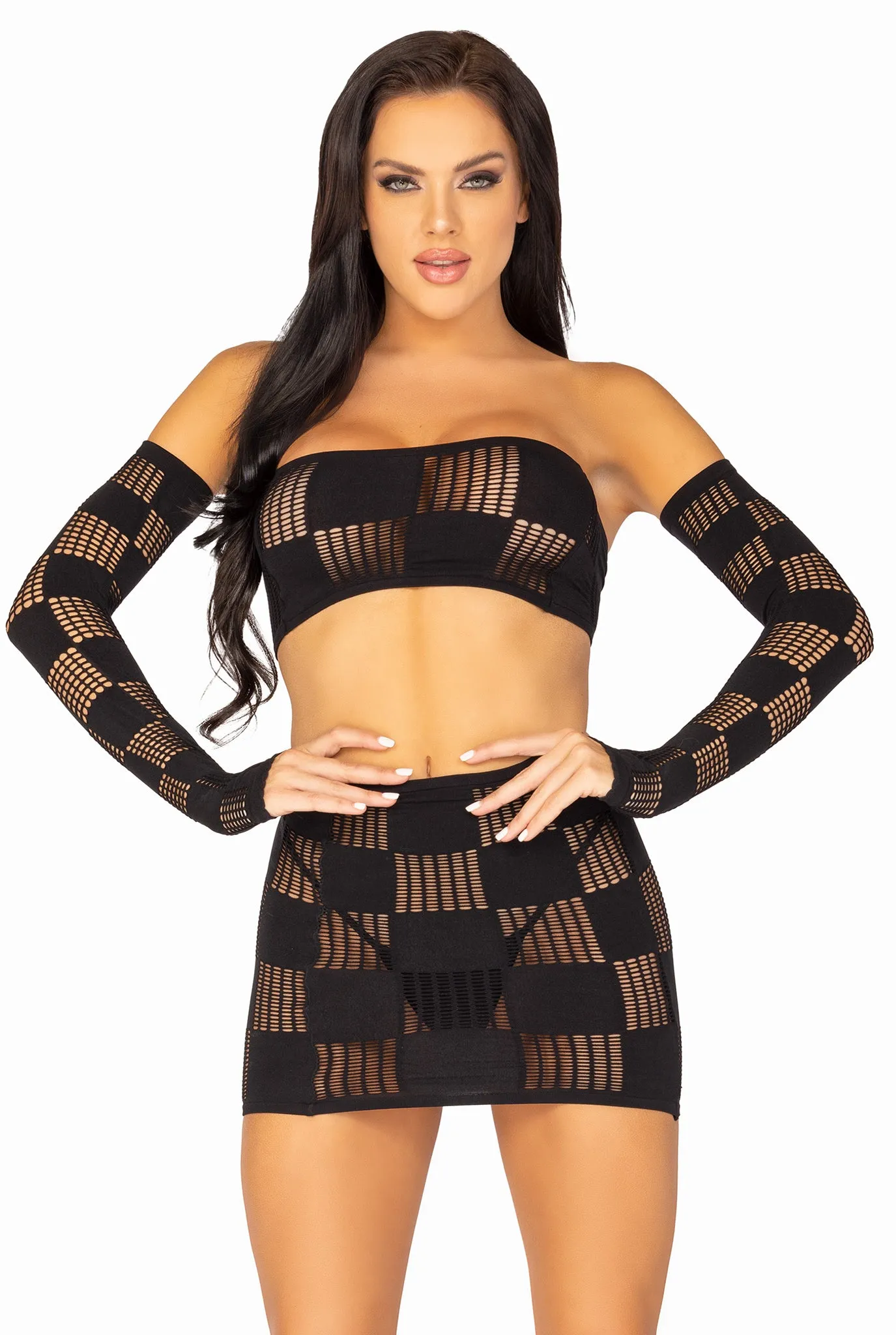 Checkerboard net Lingerie Set