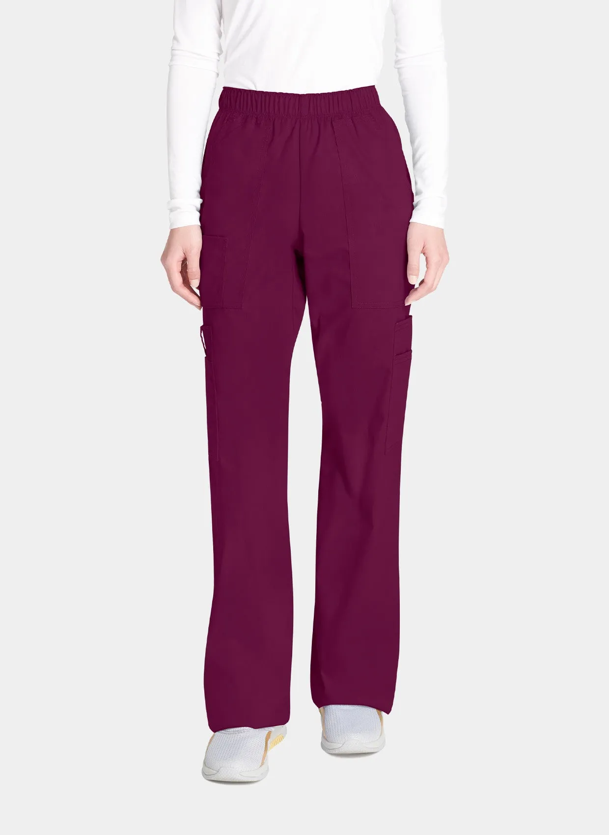 Cherokee Core Stretch Mid Rise Pull-On Cargo Scrub Trousers WWE4005 - Wine