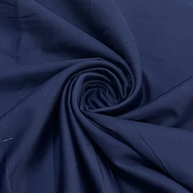 Classic Denim Blue Solid Cotton Satin