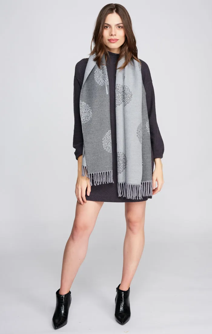 Classic Silver Grey Reversible Printed Scarf