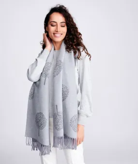 Classic Silver Grey Reversible Printed Scarf